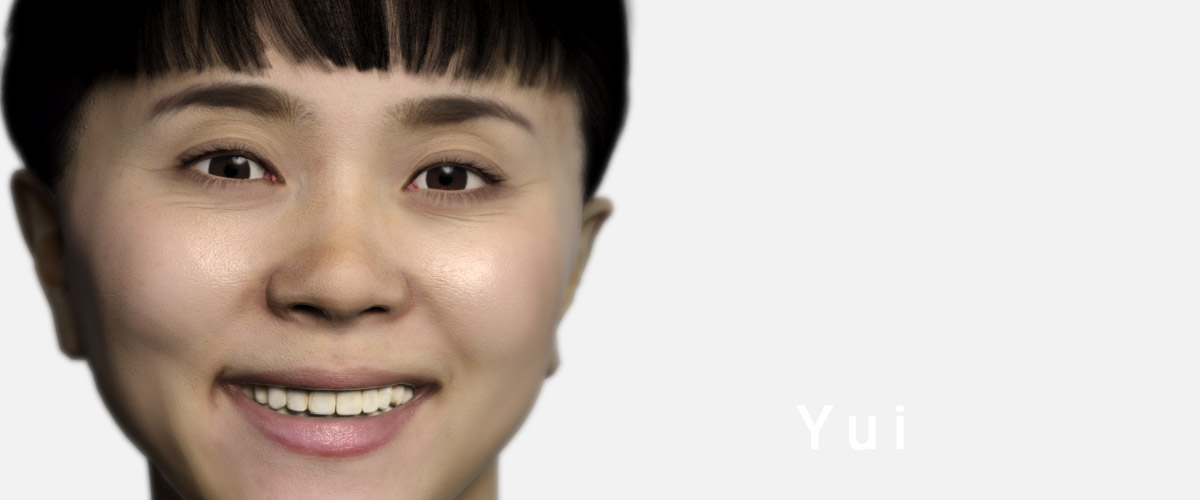 Yui, a realistic, human avatar built from scans of real people.