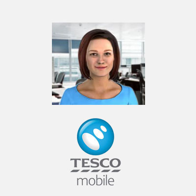 The avatar created for Tesco Mobile to front one of Creative Virtuals conversational A.I. systems